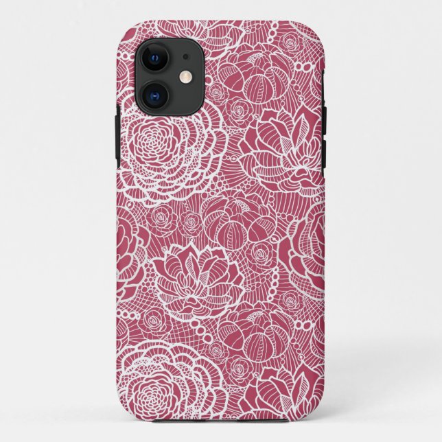 Blue lace flowers pattern background Case-Mate iPhone case (Back)