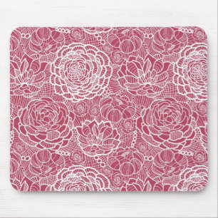 Blue lace flowers pattern background mouse pad