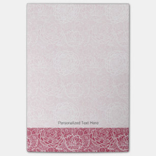 Blue lace flowers pattern background post-it notes