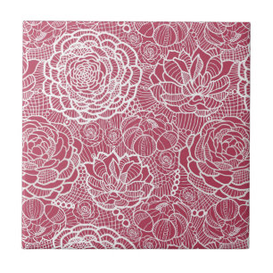 Blue lace flowers pattern background tile