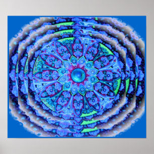 Blue Lace Mandala Poster
