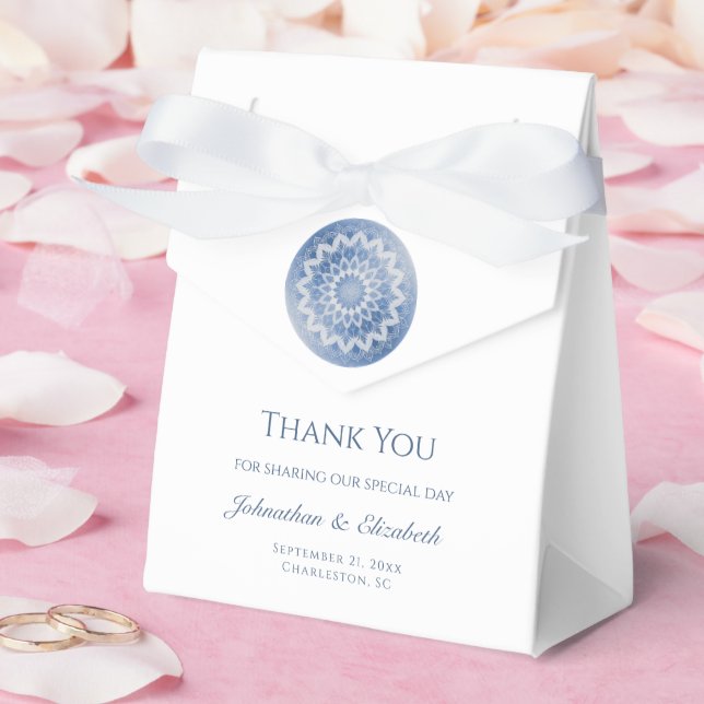 Blue Lace Mandala Wedding Favour Box (Wedding)