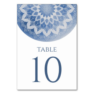 Blue Lace Mandala Wedding Table Number