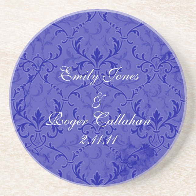 Blue Lace Wedding Coasters (Front)