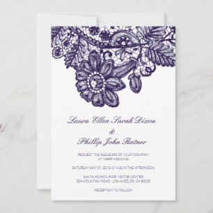 Blue Lace Wedding Invitation