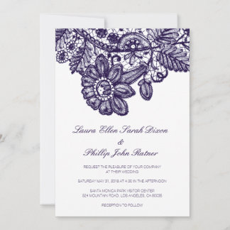 Blue Lace Wedding Invitation
