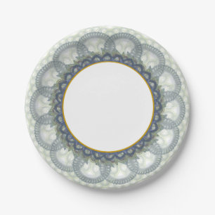 Blue Lace with Gold Trim Paper Plates