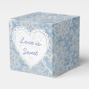 Blue Lacey Hearts You Cupcake Box