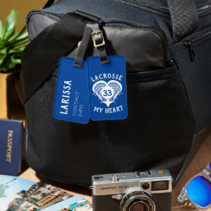 Blue Lacrosse My Heart Luggage Tag