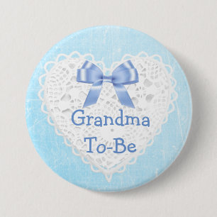 Blue Lacy Grandma-To-Be Baby Shower Button