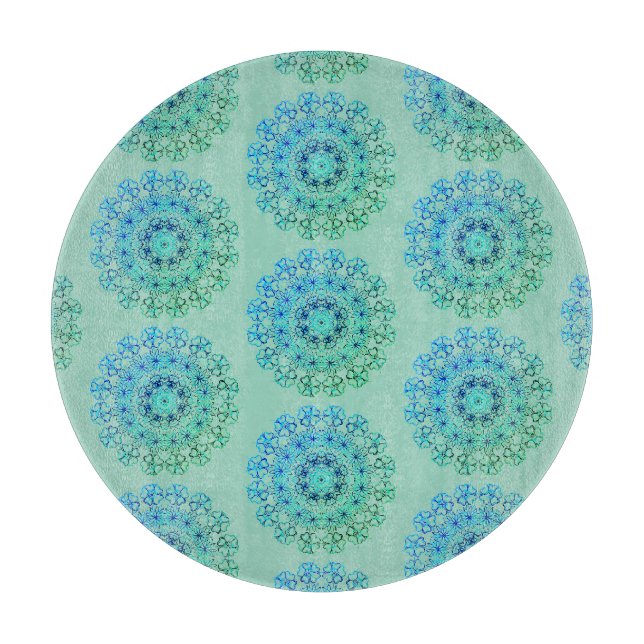 Blue Lacy Patterned  Cutting Board (Front)