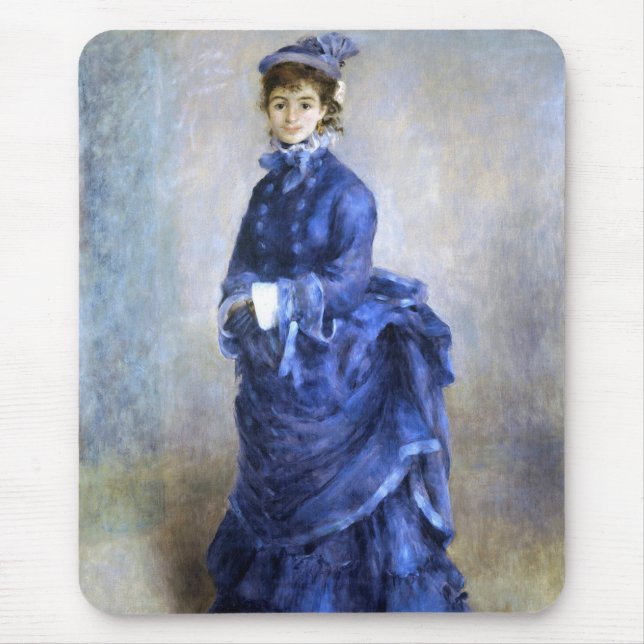 Blue Lady  Parisienne Renoir Impressionist Paint Mouse Pad (Front)