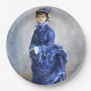 Blue Lady Parisienne Renoir Impressionist Paint Paper Plate