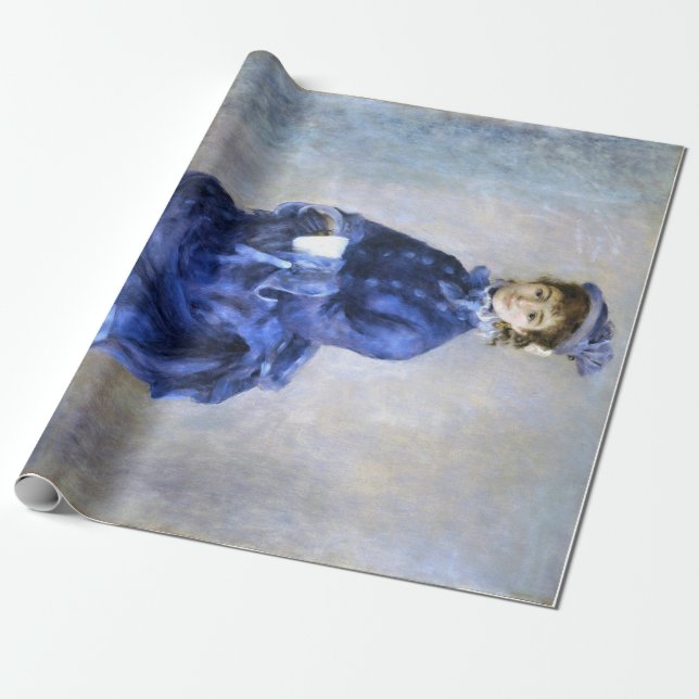 Blue Lady  Parisienne Renoir Impressionist Paint Wrapping Paper (Unrolled)