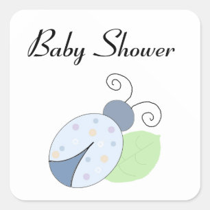 Blue Ladybug Baby Shower Square Sticker