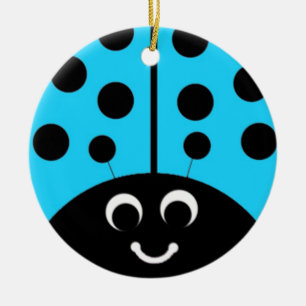 blue  ladybug ceramic tree decoration