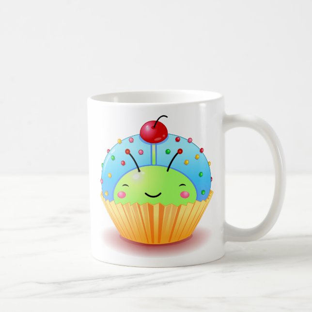 Blue Ladybug Cupcake Mug (Right)