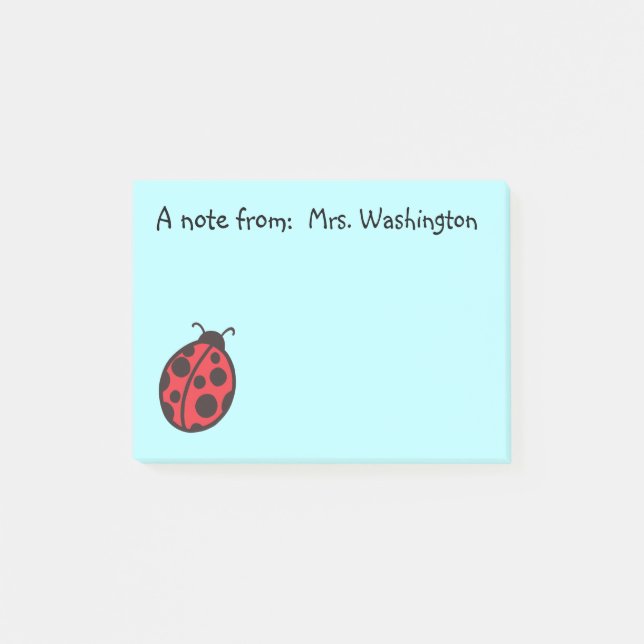Blue Ladybug Teacher's School Post It Notes Gift (Front)