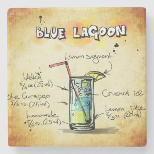 Blue Lagoon Bartender Drink Recipe Stone Coaster