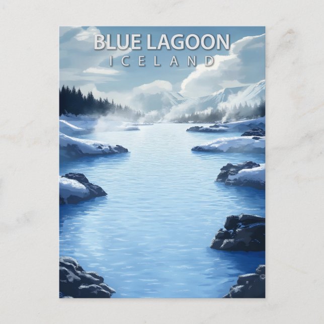 Blue Lagoon Iceland Springs Vintage Travel Postcard (Front)