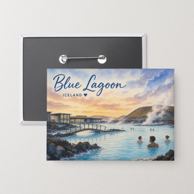Blue Lagoon Iceland thermal bath watercolor  (Front/Back)