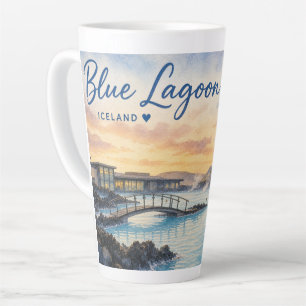 Blue Lagoon Iceland thermal bath watercolor  Latte Mug