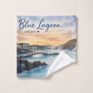 Blue Lagoon Iceland thermal bath watercolor Wash Cloth