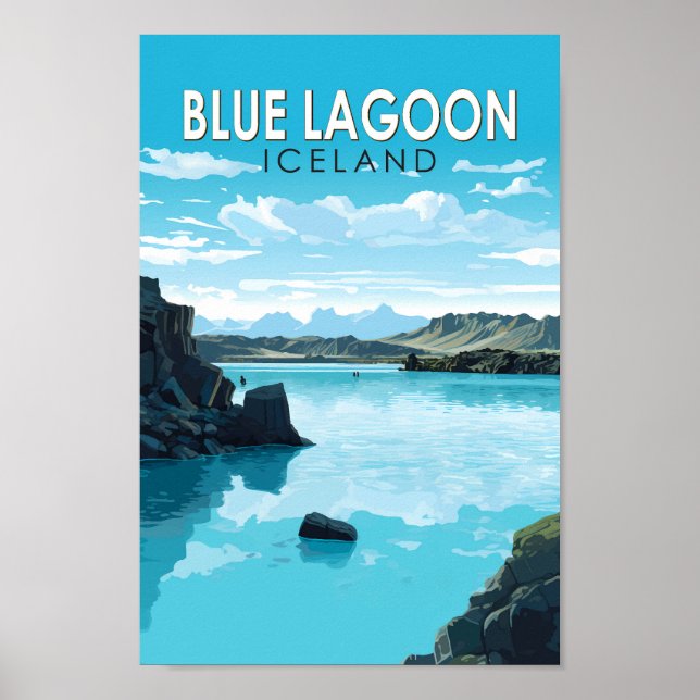 Blue Lagoon Iceland Travel Art Vintage Poster (Front)