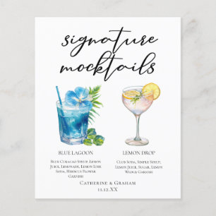 Blue Lagoon Lemon Drop Wedding Mocktails Menu
