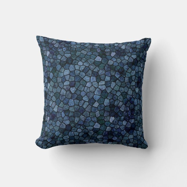 Blue Lagoon Midnight Cobbled Patchwork Terrazo Pat Cushion (Front)
