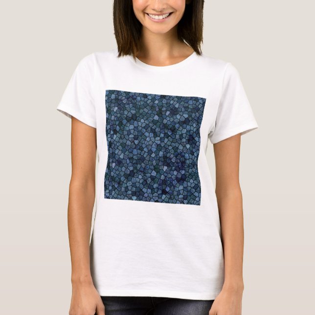 Blue Lagoon Midnight Cobbled Patchwork Terrazo T-Shirt (Front)