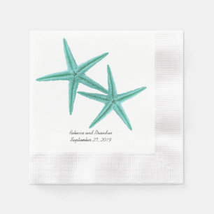 Blue Lagoon Starfish Couple Wedding Napkins