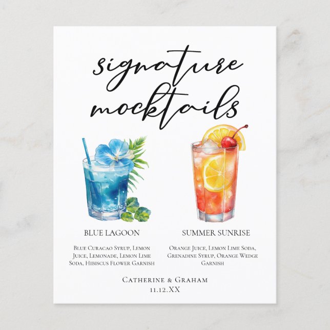 Blue Lagoon Summer Sunrise Mocktails Menu (Front)