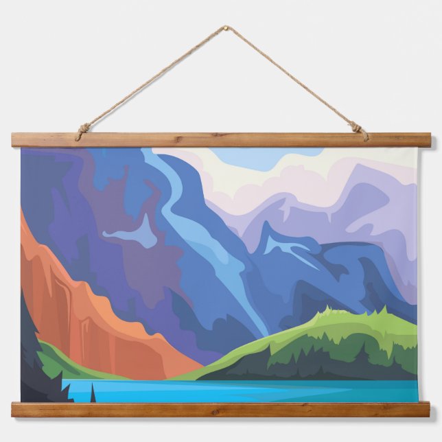 Blue lake hanging tapestry (Front)