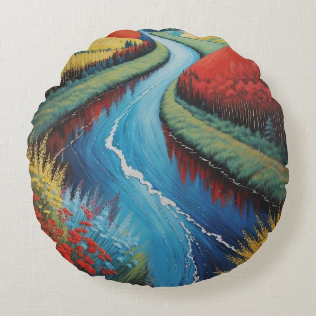 Blue lake  round cushion (Front)