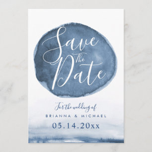 Blue Lake Water Stain   Custom Save the Date