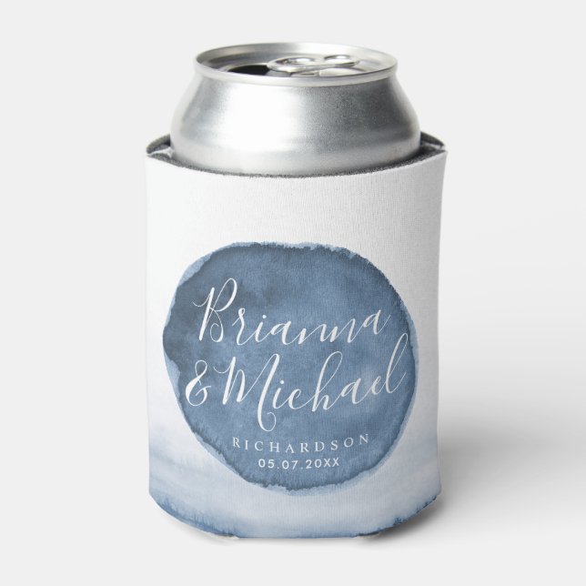 Blue Lake Water Stain | Personalised Couple's Can Cooler (Can Front)