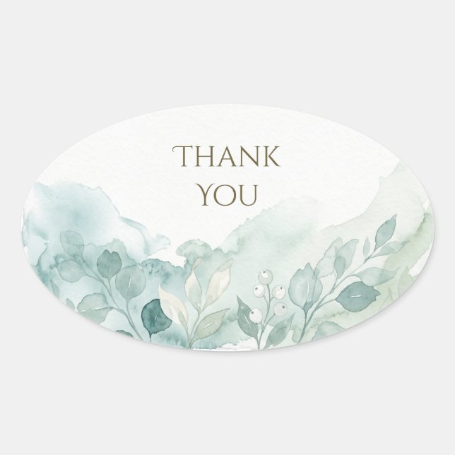 Blue Lake Watercolor Thank You Sticker (Front)