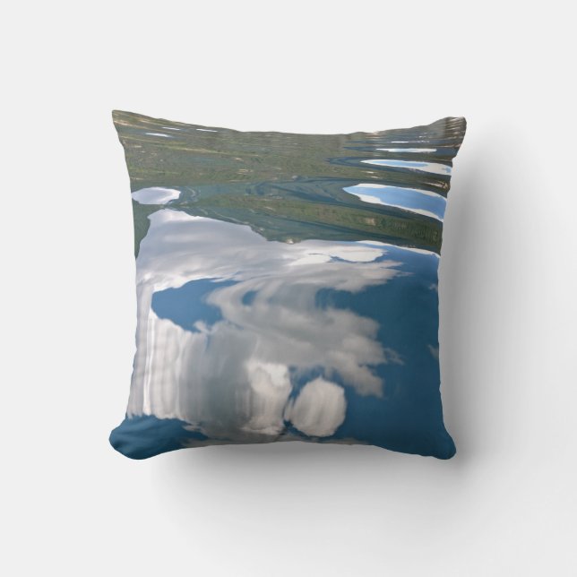 Blue Lake With Cloud Throw Pillow (Front)
