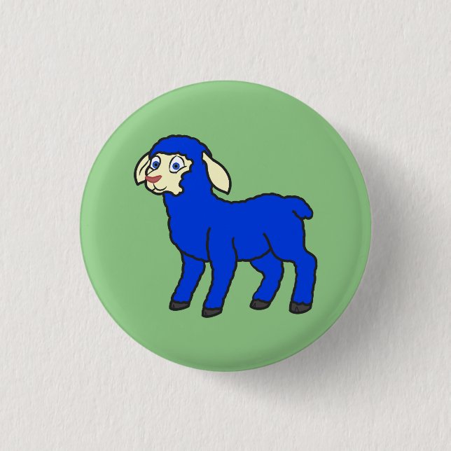 Blue Lamb 3 Cm Round Badge (Front)