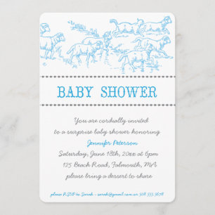 Blue Lamb Baby Shower Invitation