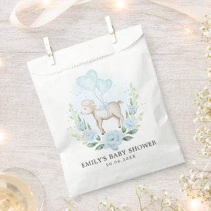 Blue Lamb Greenery Baby Sheep Boy Shower Birthday Favour Bag