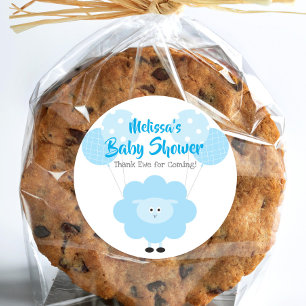 Blue Lamb Sweet Boy Baby Shower Thank You Cute Classic Round Sticker