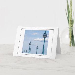 Blue lampposts view greeting card
