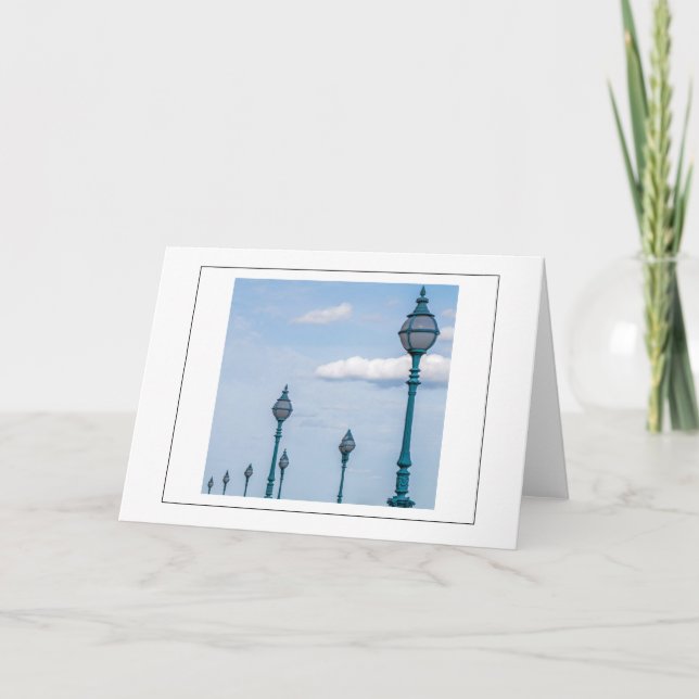 Blue lampposts view greeting card (Front)