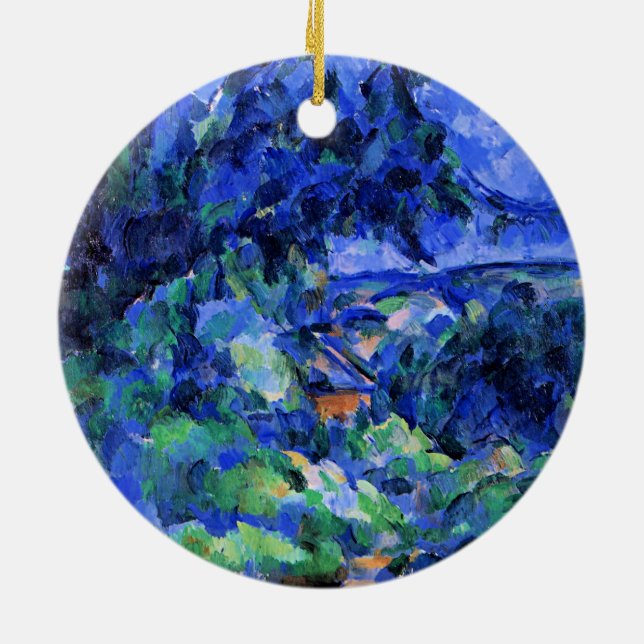 Blue Landscape by Paul Cezanne Ceramic Ornament (Back)