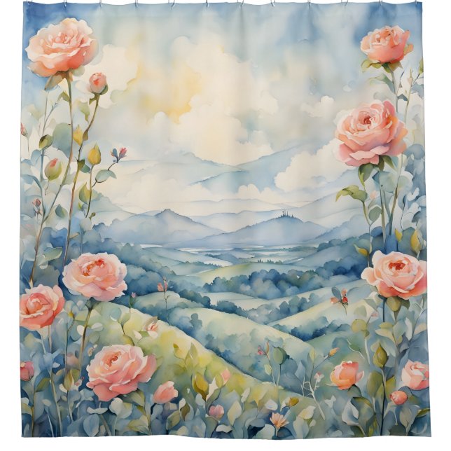 Blue Landscape Shower Curtain (Front)