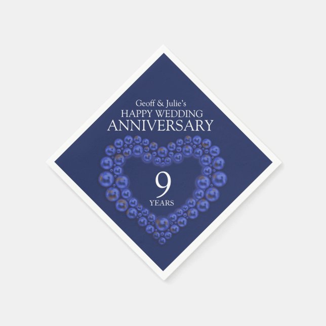 blue Lapis Lazuli beaded heart anniversary Napkin (Corner)