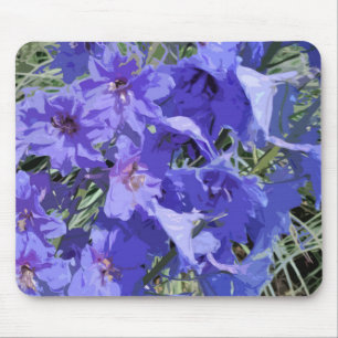 Blue Larkspur flower design on a mousepad