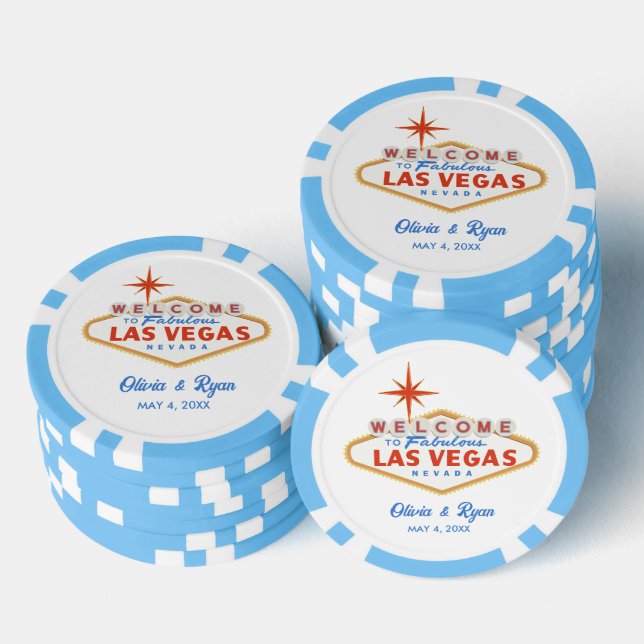 Blue Las Vegas Poker Chip Wedding Favour (Stack)